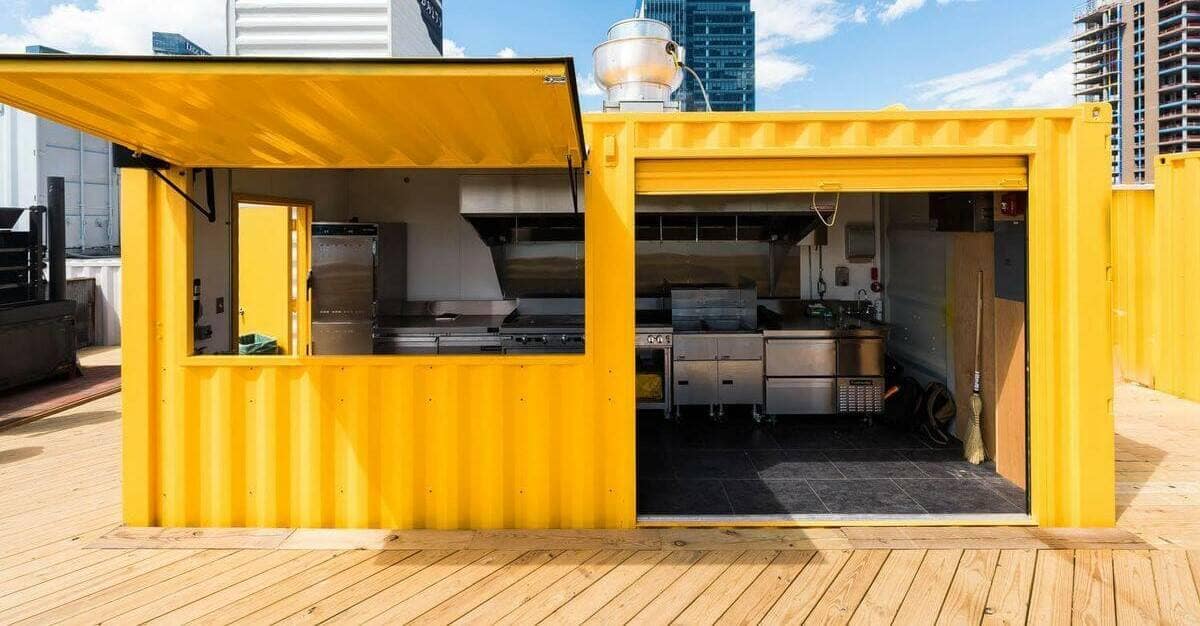 Modified shipping container restaurant build