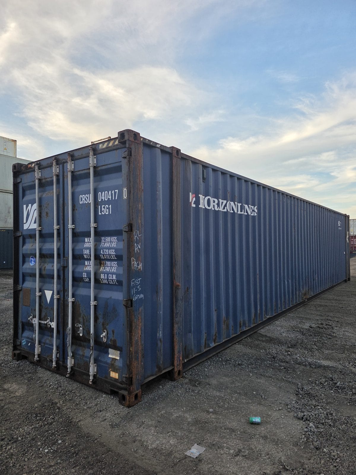 45ft high cube shipping container - used wind and water tight, blue