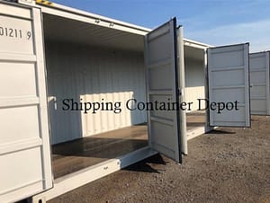 40 Ft Double Door Shipping Container At Shipping Container Depot Closeup