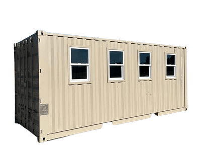 Modified container office with windows