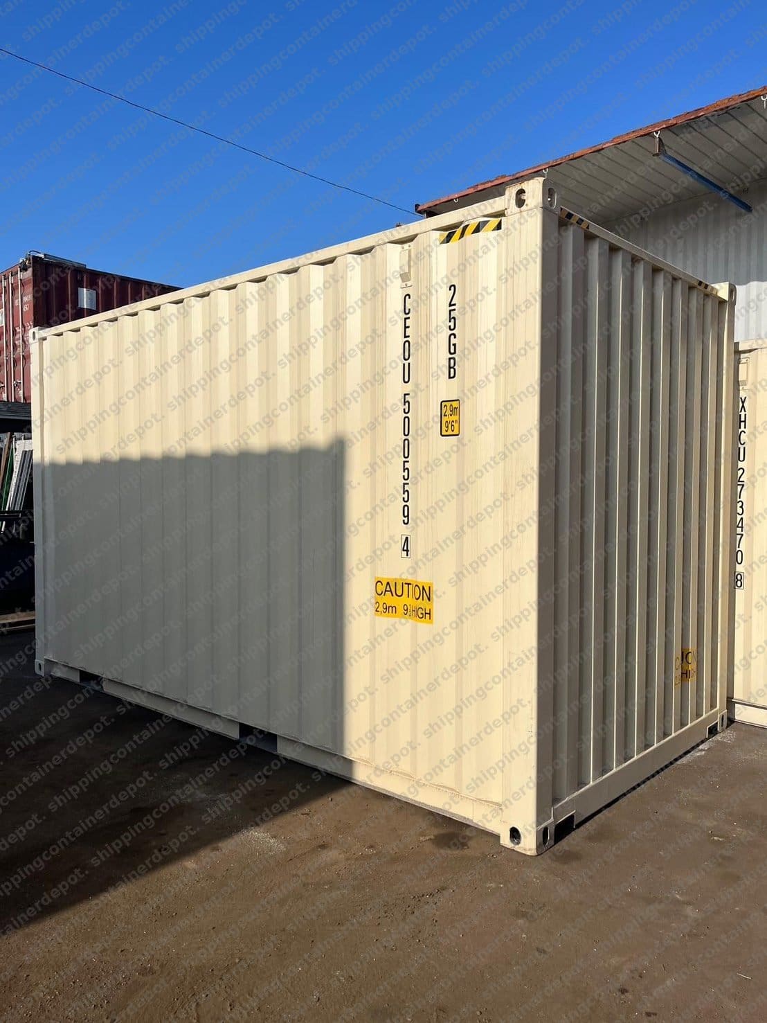20ft high cube shipping container one-trip - corner view