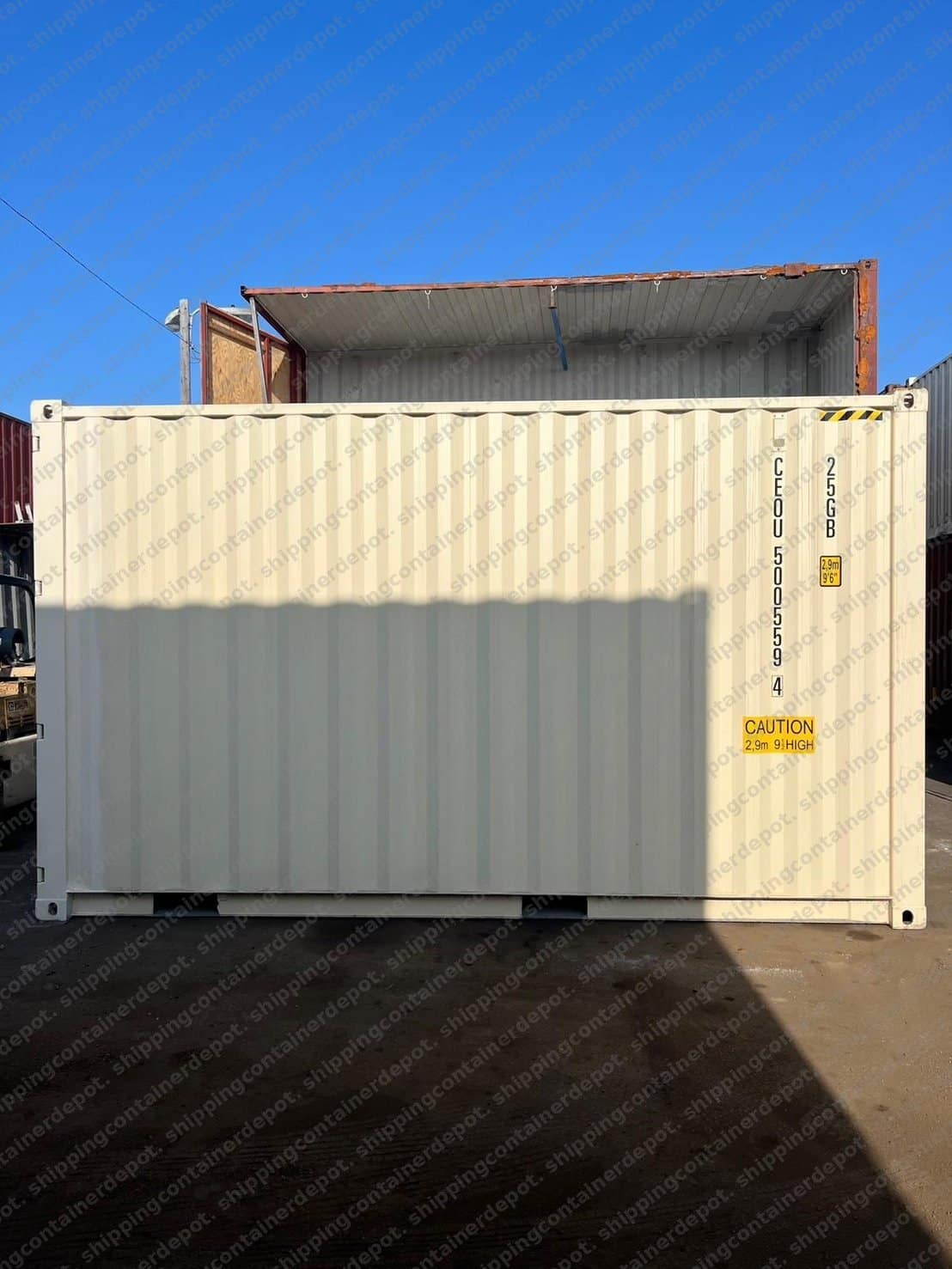20ft high cube shipping container one-trip - side view